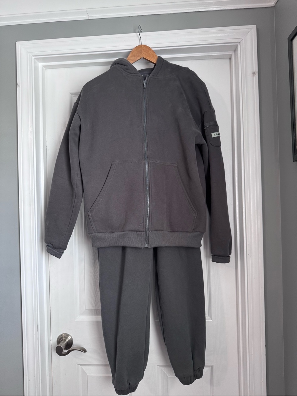Comfrt Charcoal Gray Zip-Up Hoodie & Jogger Set